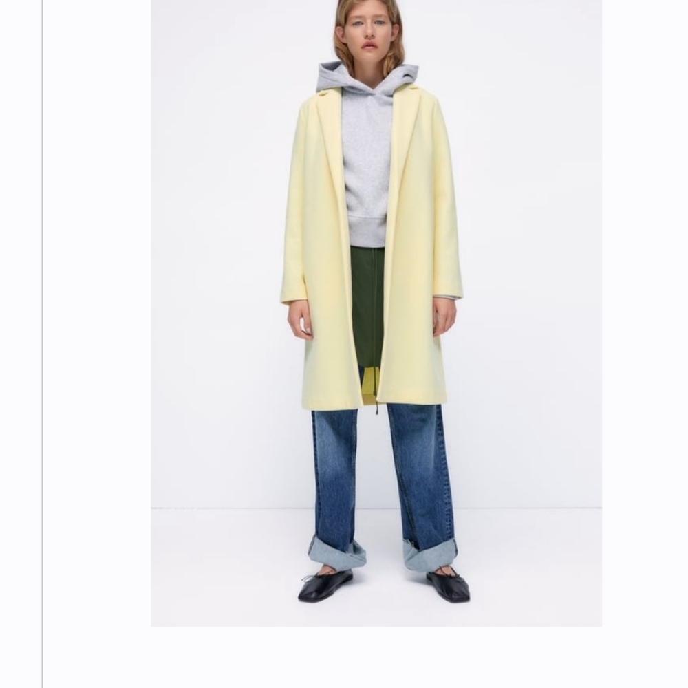 zara woman open lapel coat used